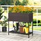 2-in-1 Raised Garden Bed with Storage Shelf 28" Brown PE Rattan Planter with Drain Holes